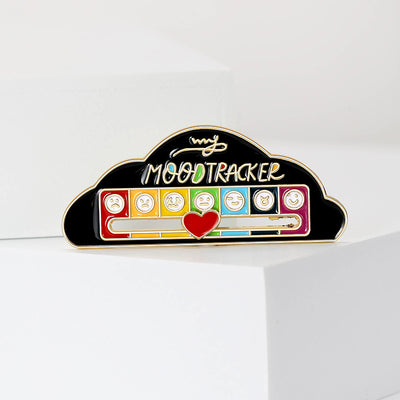 My Mood Tracker Enamel Brooch - A cute enamel brooch with a sliding scale indicating moods, and a little heart that can be moved along to indicate the wearer's current mood.