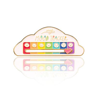My Mood Tracker Enamel Brooch - A cute enamel brooch with a sliding scale indicating moods, and a little heart that can be moved along to indicate the wearer's current mood.