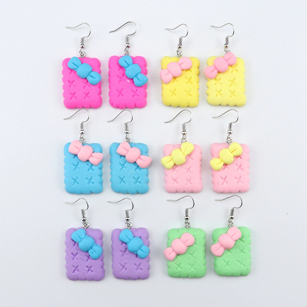 Teenytopia Colourful Cookie Earrings - Brightly-coloured polymer clay earrings made to resemble stylised cookies or crackers. 