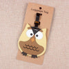 Tiny Wisey Tags - Super adorable luggage tags shaped like owls in shades of pink, blue, green, brown, and navy