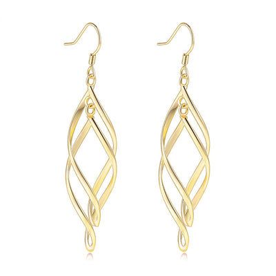 Amita Infinite Twist Dangle Earrings - Medium-sized elegant spiral twist earrings in yellow, rose, or white gold.