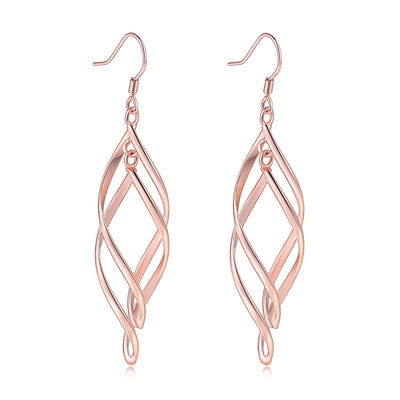 Amita Infinite Twist Dangle Earrings - Medium-sized elegant spiral twist earrings in yellow, rose, or white gold.