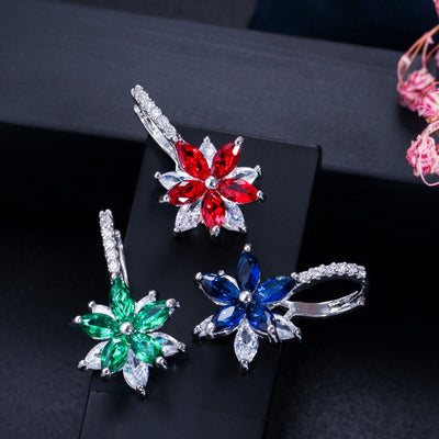 Andromeda Luxury Crystal Latch Back Earrings - Beautiful little crystal earrings shaped like pretty flowers.