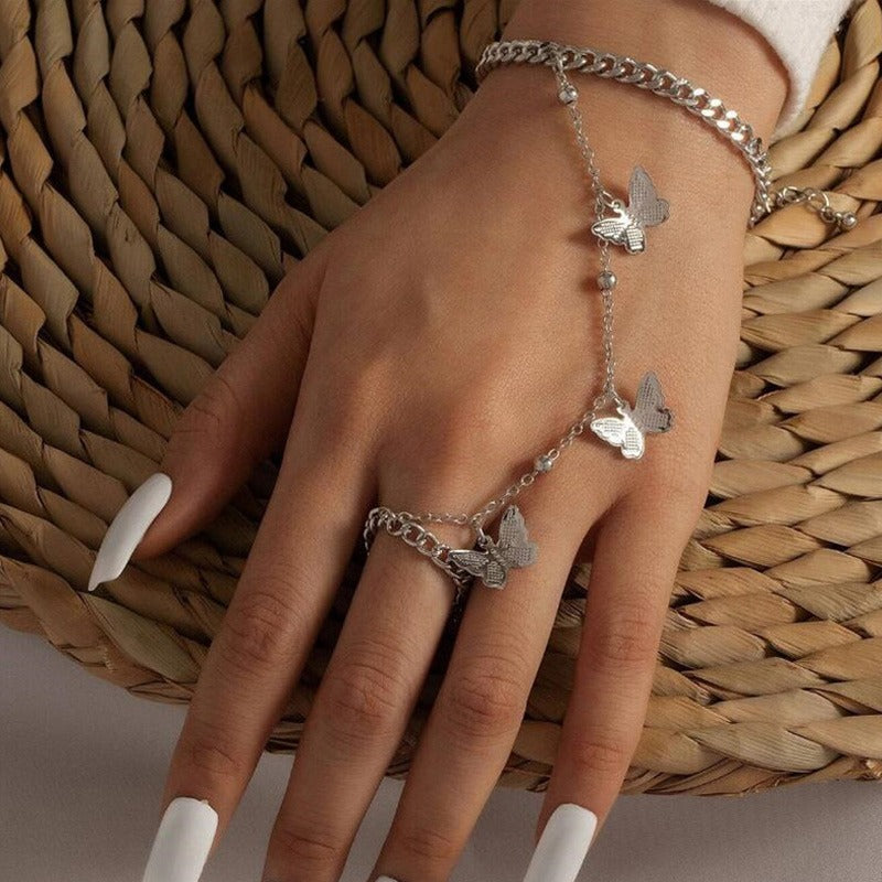 Buy Hand Chain Bracelet Triangle Silver Wrap Bracelet Adjustable Online in  India - Etsy