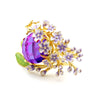 The Anthousai Ring - A lovely vibrant floral ring with a large coloured crystal surrounded by tiny enamel flowers and leaves.