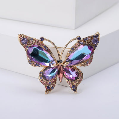 Anya Oversized Butterfly Brooch - A very large butterfly shaped brooch encrusted with lovely, shimmering crystals, available in purple or blue.