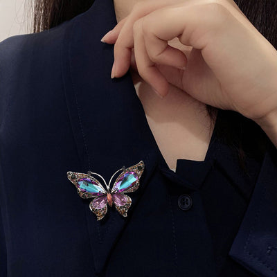 Anya Oversized Butterfly Brooch - A very large butterfly shaped brooch encrusted with lovely, shimmering crystals, available in purple or blue.