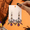 Arachne Iridescent Spider Dangle Earrings - Long, dangly French hook earrings with a colourful spider charm on the end.