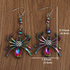 Arachne Iridescent Spider Dangle Earrings - Long, dangly French hook earrings with a colourful spider charm on the end.