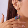 Arachne Iridescent Spider Dangle Earrings - Long, dangly French hook earrings with a colourful spider charm on the end.
