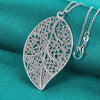 Aranyani Stylised Leaf Necklace - A beautiful, sterling silver plated leaf necklace on a chain.