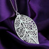 Aranyani Stylised Leaf Necklace - A beautiful, sterling silver plated leaf necklace on a chain.