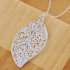 Aranyani Stylised Leaf Necklace - A beautiful, sterling silver plated leaf necklace on a chain.