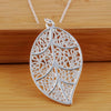 Aranyani Stylised Leaf Necklace - A beautiful, sterling silver plated leaf necklace on a chain.