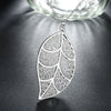 Aranyani Stylised Leaf Necklace - A beautiful, sterling silver plated leaf necklace on a chain.