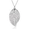 Aranyani Stylised Leaf Necklace - A beautiful, sterling silver plated leaf necklace on a chain.