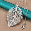 Aranyani Stylised Leaf Necklace - A beautiful, sterling silver plated leaf necklace on a chain.