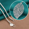 Aranyani Stylised Leaf Necklace - A beautiful, sterling silver plated leaf necklace on a chain.