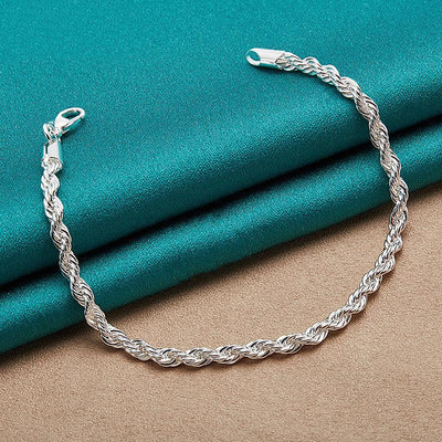 Aria Silver Spiral Chain Bracelet - A delicate spiral chain bracelet made from bright, vibrant silver.