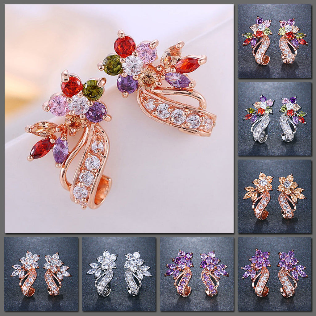 Bijoux Comet Stud Earrings - Beautiful multi-coloured earrings with real gold and Swarovski Elements Crystals.