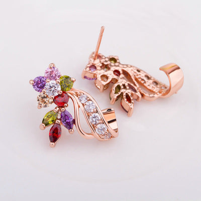 Bijoux Comet Stud Earrings - Beautiful multi-coloured earrings with real gold and Swarovski Elements Crystals.