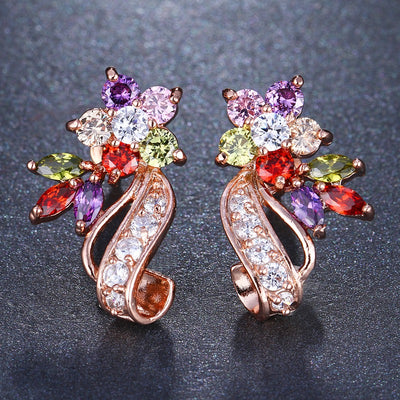 Bijoux Comet Stud Earrings - Beautiful multi-coloured earrings with real gold and Swarovski Elements Crystals.
