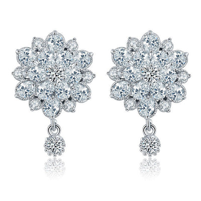 Bijoux Kaleidoscope Cluster Earrings - A medium-sized round cluster earring made of lots of smaller stones clustered around a centre stone, to resemble a flower or starburst.