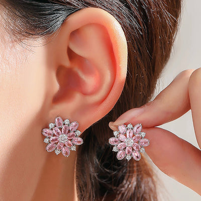 Bijoux Kaleidoscope Cluster Earrings - A medium-sized round cluster earring made of lots of smaller stones clustered around a centre stone, to resemble a flower or starburst.