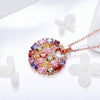 Bijoux Multi-Stone Crystal Disc Necklace - A lovely rose gold pendant studded with a rainbow of crystals.