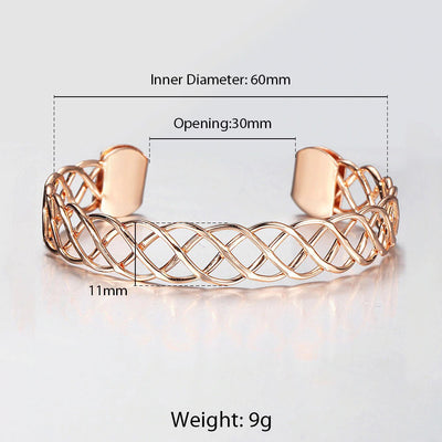 Celeste Woven Cuff Bracelet - A beautiful simple rose gold cuff that looks like plaited strands of wire.