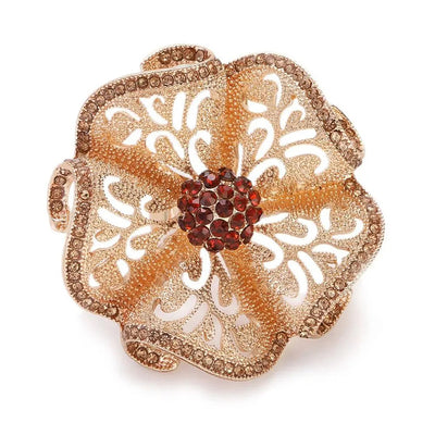 Cerise Adjustable Statement Ring - A huge, dramatic statement ring featuring a stylised flower edged with delicate crystals.