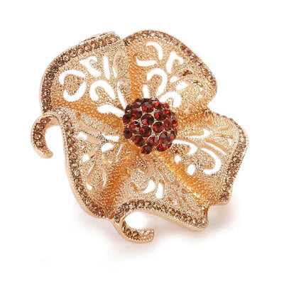 Cerise Adjustable Statement Ring - A huge, dramatic statement ring featuring a stylised flower edged with delicate crystals.