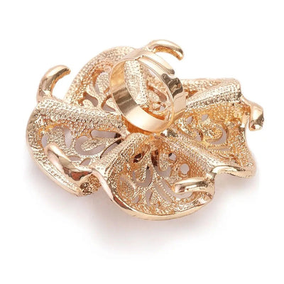 Cerise Adjustable Statement Ring - A huge, dramatic statement ring featuring a stylised flower edged with delicate crystals.