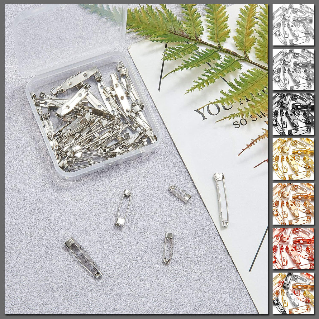 Cheeky Crafter Bar Brooch Back Kit - A small plastic box containing 48 bar-style brooch backs, for use in jewellery making.