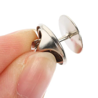 Cheeky Crafter Brooch Backs 48 Piece Kit (Metal) - Simple steel brooch backs in a cute little plastic storage container, available in rose or yellow gold, silver, or gunmetal black.