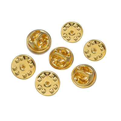 Cheeky Crafter Brooch Backs 48 Piece Kit (Metal) - Simple steel brooch backs in a cute little plastic storage container, available in rose or yellow gold, silver, or gunmetal black.