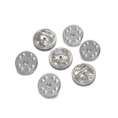 Cheeky Crafter Brooch Backs 48 Piece Kit (Metal) - Simple steel brooch backs in a cute little plastic storage container, available in rose or yellow gold, silver, or gunmetal black.