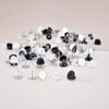 Cheeky Crafter Brooch Pins & Backs Kit - A box of 48 pin-style brooch backs and matching caps, shown in various uses.