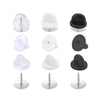 Cheeky Crafter Brooch Pins & Backs Kit - A box of 48 pin-style brooch backs and matching caps, shown in various uses.