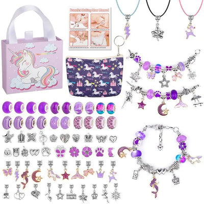 Cheeky Crafter Children's Jewellery Kit - A cute unicorn-themed box full of assorted beads and charms for making jewellery.