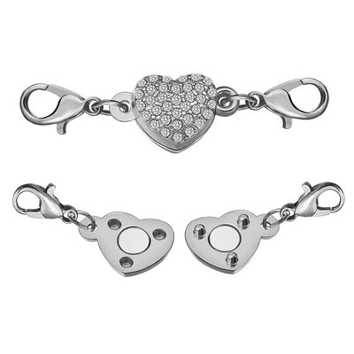 Cheeky Crafter Crystal Heart Clip-On Magnetic Clasp - A small metal charm designed to be attached to the end of a chain to make it easier to put the chain on and take it off again.