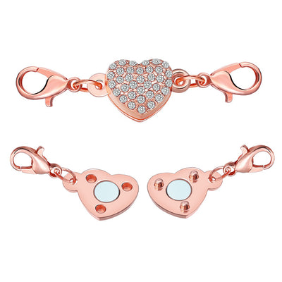 Cheeky Crafter Crystal Heart Clip-On Magnetic Clasp - A small metal charm designed to be attached to the end of a chain to make it easier to put the chain on and take it off again.