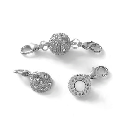 Cheeky Crafter Disco Ball Clip-On Magnetic Clasp - A small chain extender with lobster clasps on either end, and a gem-studded disco ball style charm in the centre.