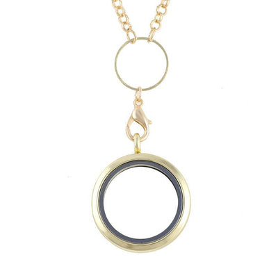 Clio Magnetic Floating Locket - A 3cm metal locket with glass on the front and back, so that anything placed between the two panels can be seen from both sides. Available in gold, gunmetal (dark silver), rose gold, or silver coloured. It comes with a chain.