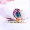 Cute Critters Brooch - Kingfisher - An adorable rainbow-coloured crystal and enamel brooch shaped like a bird sitting on a branch.