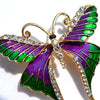 Cute Critters Brooch - Long-Tail Butterfly - A cute green and purple enamel brooch.