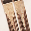 Dakari Tassel Earrings - Long stylish statement dangle earrings, featuring a solid rectangle over the lobe, with assorted long tassels strung off it.