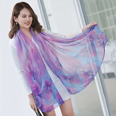 Deep Forest Chiffon Scarf - Beautiful chiffon scarves with fern designs in a variety of vibrant colours.