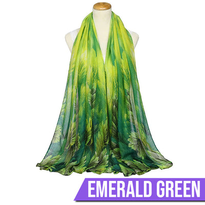 Deep Forest Chiffon Scarf - Beautiful chiffon scarves with fern designs in a variety of vibrant colours.