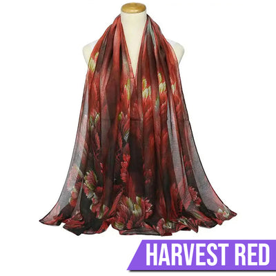 Deep Forest Chiffon Scarf - Beautiful chiffon scarves with fern designs in a variety of vibrant colours.